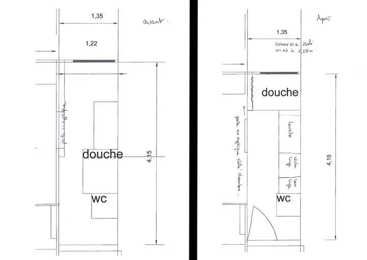 Étude d'évacuation pour le déplacement d'une salle de bain